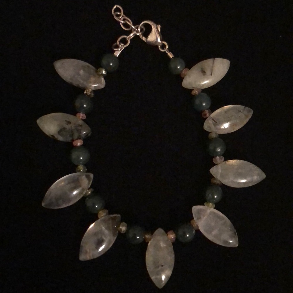 Stone bracelet with sterling clasp